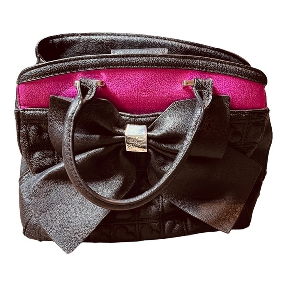 Betsy Johnson like new black and pink handbag - Picture 1 of 5